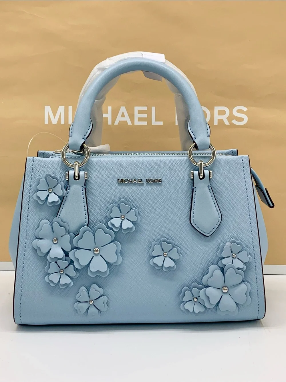 Michael Kors Marilyn Small Embellished Satchel Pale Ocean color - Picture 2 of 15